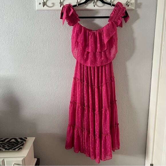 Revolve Misa Micaela Pink Off-the-Shoulder Dress - Picture 2 of 8